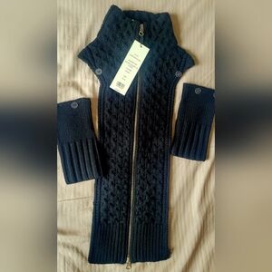Veronica Beard Upstate Cable Knit Wool Dickey with Cuffs Black NEW with tags